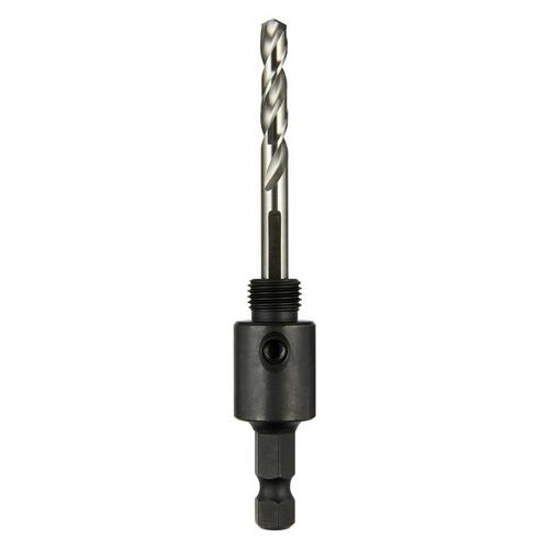 Hole Saw Arbor, 1/2 in - 20 Thread, 3/8 in Shank, Hex Shank Black