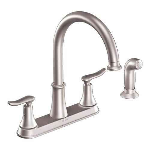 Kitchen Faucet Solidad Two Handle Stainless Steel Side Sprayer Included Stainless Steel