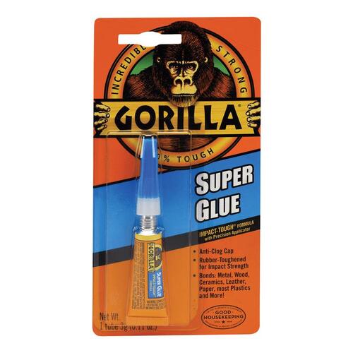 Gorilla 7900102 Super Glue, Liquid, Irritating, Straw/White Water, 3 g Tube