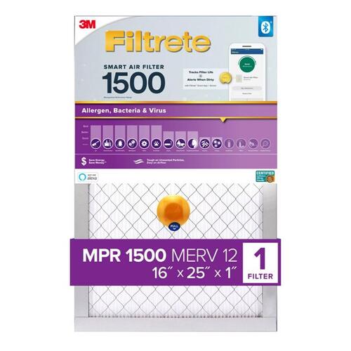 Smart Air Filter, 25 in L, 16 in W, 12 MERV, 1500 MPR