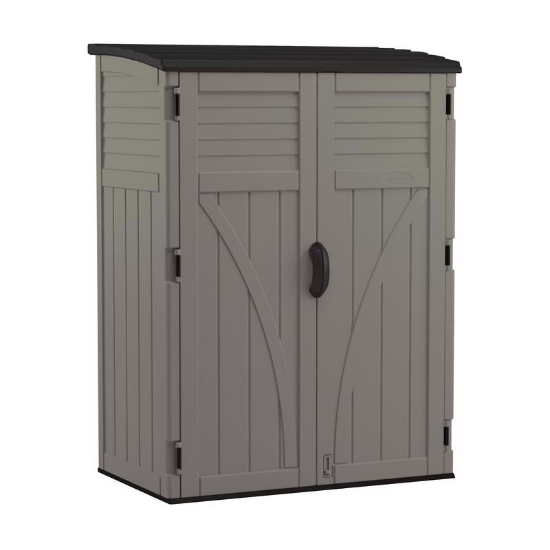 Suncast BMS5700SB Vertical Shed, 54 cu-ft Capacity, 4 ft 5 in W, 2 ft 8-1/2 in D, 5 ft 11-1/2 in H, Resin Stoney