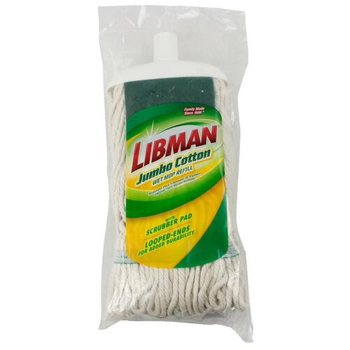Libman 130-XCP6 Mop Refill Jumbo 7" W X 10.5" L Looped Cotton White - pack of 6