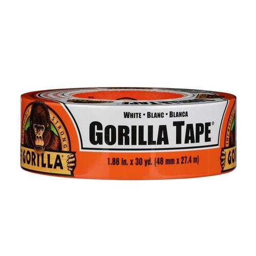 Gorilla 6025001 Duct Tape, 30 yd L, 2 in W, Cloth Backing, White