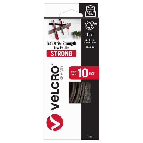 VELCRO Brand 91050 Hook and Loop Fastener Heavy Duty Low Profile Medium Nylon 36" L Black