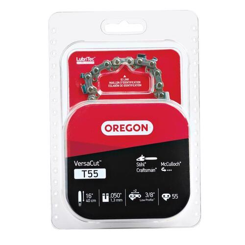 Oregon T55 VersaCut Chainsaw Chain, 16 in L Bar, 0.05 Gauge, 3/8 in TPI/Pitch, 55-Link