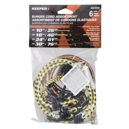 Bungee Cord Set Assorted 18" L X 0.315" Assorted