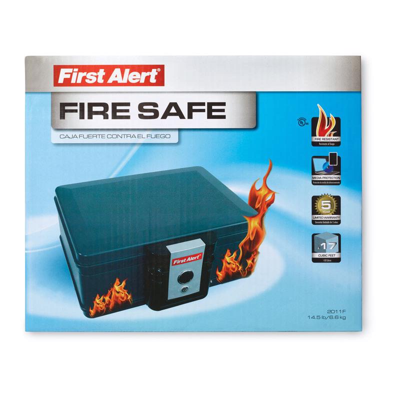 First Alert 2011F Fireproof Safe 0.17 cu ft Key Lock Blue Blue Gray