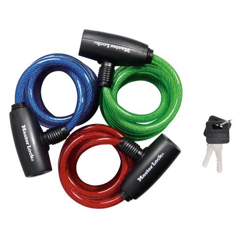 Bike Lock 8127TRI 5/16" W X 6 ft. L Vinyl Covered Steel Key Keyed Alike Assorted