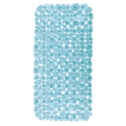 iDesign 80011 Bath Mat 26-1/2" L X 13-1/2" W Blue Vinyl Blue