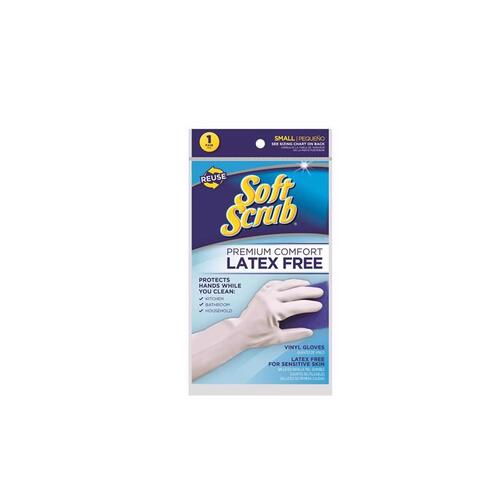 SOFT SCRUB 12611-26 Cleaning Gloves Vinyl S White White