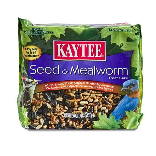 Kaytee 100528691-XCP6 Seed Cake Seed & Mealworm Treat Cake Wild Bird Hulled Sunflower Seed 6 oz - pack of 6