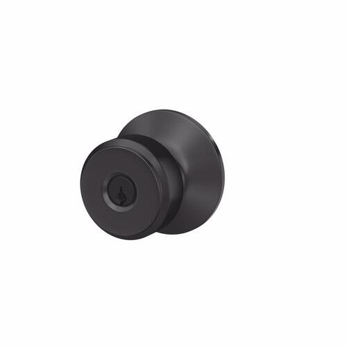 F Series Entry Lock, AAA, Grade 2 Grade, Keyed Key, Metal, Matte Black, Bowery Knob Handle