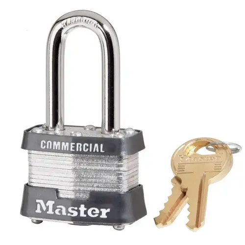 Padlock 1-5/16" H X 1-5/8" W X 1-9/16" L Steel Double Locking Keyed Alike Silver