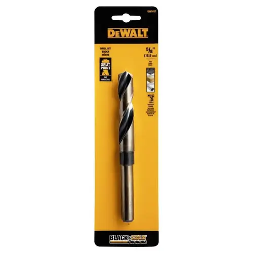 Drill Bit, 5/8 in Dia, 6 in OAL, Parabolic Flute, 2-Flute, 3/8 in Dia Shank, Reduced Shank Black Oxide