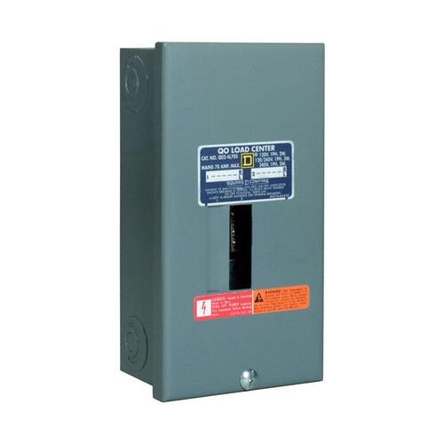 QO Load Center, 70 A, 2 -Space, 4 -Circuit, Main Lug, NEMA 1 Enclosure, Plug Mounting, Gray