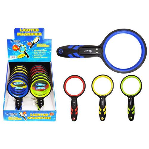 LED Magnifying Glass Round 3 Times Assorted - pack of 12