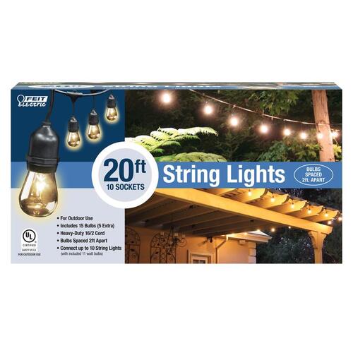 String Light Set Incandescent Clear 20 ft. 10 lights