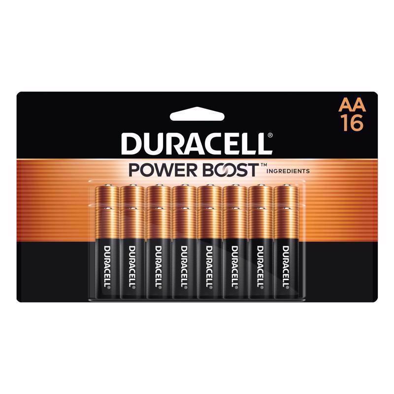 DURACELL 92948 COPPERTOP MN1500 Battery, 1.5 V Battery, AA Battery, Alkaline, Manganese Dioxide - pack of 16