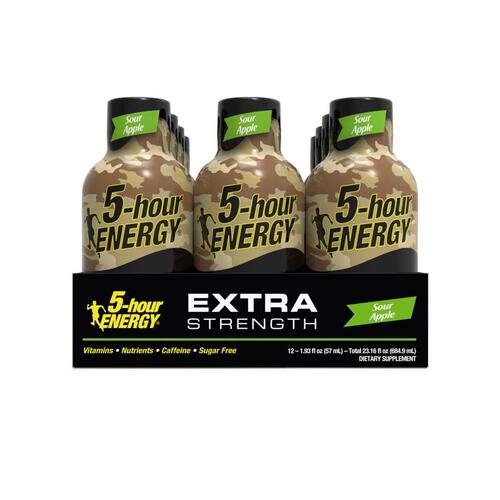 5-HOUR ENERGY 738126-XCP12 Sugar-Free Energy Drink, Liquid, Sour Apple Flavor, 1.93 oz Bottle - pack of 12