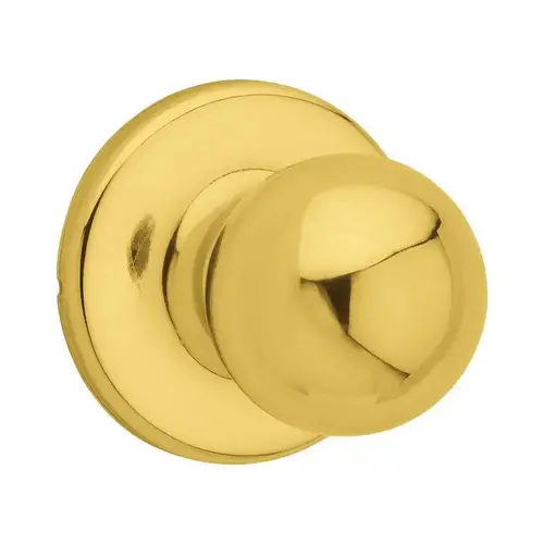 Door Knob, Polished Brass, 1-3/8 to 1-3/4 in Thick Door, 2-1/4 in Strike