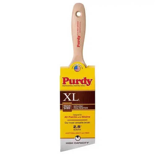 XL Paint Brush, 2-1/2 in W, Angular Trim Brush, Nylon/Polyester Bristle, Beavertail Handle