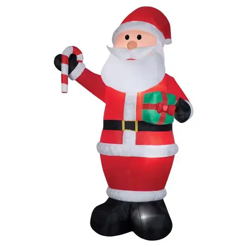 Inflatable LED White 144.09" Santa with Candy Cane and Gift