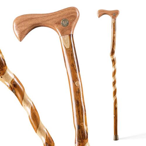 Walking Stick Cane Twisted Hickory Brown