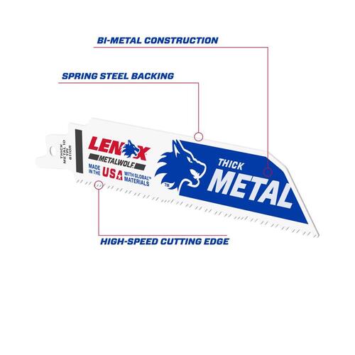 Reciprocating Saw Blade Lazer 6" Bi-Metal 10 TPI White