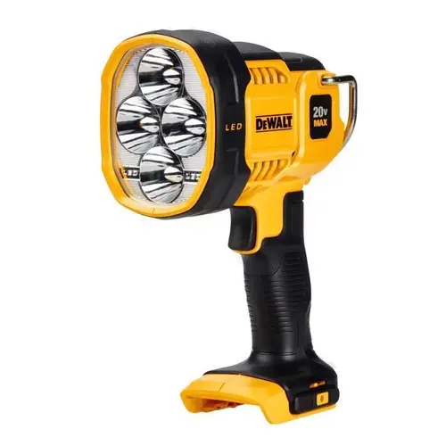 DEWALT DCL043 Spot Light, 20 V, 4-Lamp, LED Lamp, 1000 Lumens, Plastic Fixture Black/Yellow