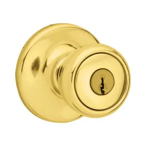 Kwikset Mobile Home Polished Brass Entry Knobs ANSI/BHMA Grade 3 1-3/4 in.