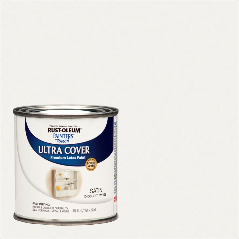 Rust-Oleum 267300 PAINTER'S Touch Multi-Purpose Latex Enamel, Satin, Blossom White, 0.5 pt