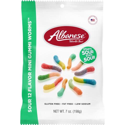 Sour Gummie Candy Fruit Flavors 7 oz - pack of 12