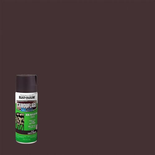 Camouflage Spray Paint, Ultra Flat, Earth Brown, 12 oz, Aerosol Can