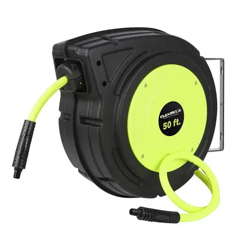 Flexzilla L8250FZ Air Hose Reel, 3/8 in ID, 50 ft L, 150 psi Pressure, Polypropylene Zilla Green