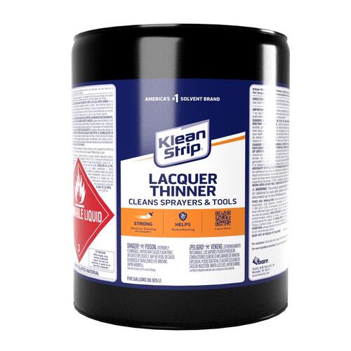 Lacquer Thinner, Liquid, Free, Clear, Water White, 5 gal, Can