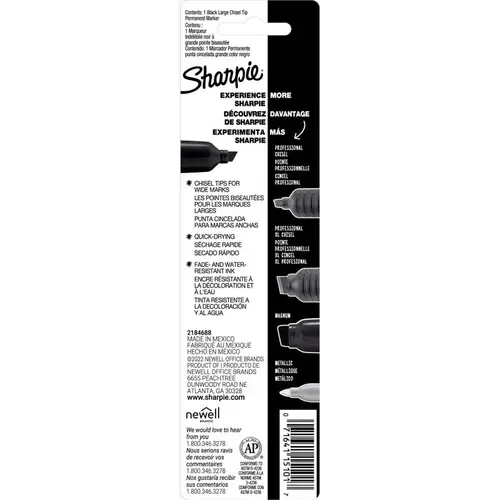 King Size Permanent Marker, Black, Large Chisel Tip