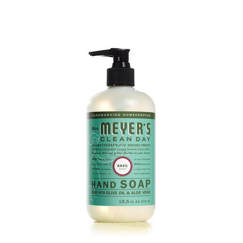 Hand Soap, Liquid, Colorless, Basil, 12.5 oz Bottle