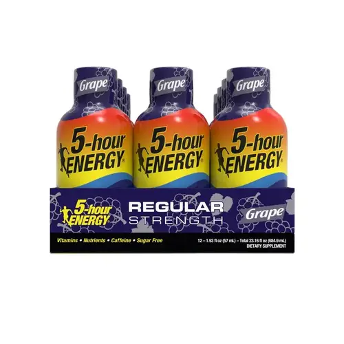 Sugar-Free Energy Drink, Liquid, Grape Flavor, 1.93 oz Bottle