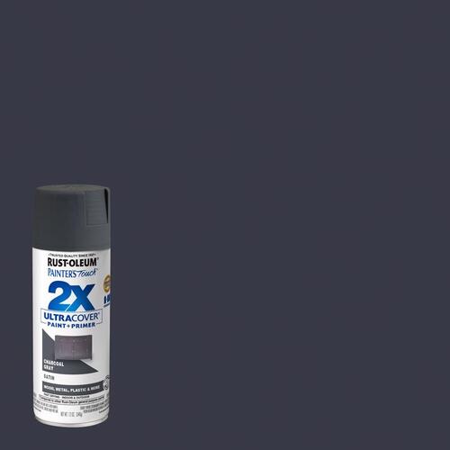 2X ULTRA COVER 342061 Spray Paint, Satin, Charcoal Gray, 12 oz, Aerosol Can