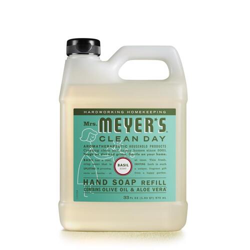 Hand Soap Refill, Liquid, Colorless, Basil, 33 oz Jug