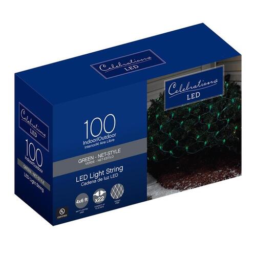 Christmas Lights LED Mini Green 100 ct Net 24 ft.