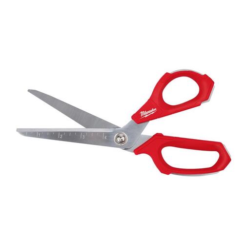 Jobsite Scissors 9.5" Iron Carbide Smooth Offset Red