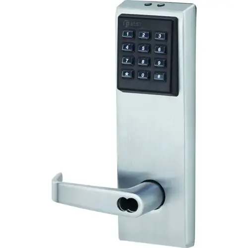 Stanley Best 9KZ37DV15KPSTK626 9KZ Keypad EZ Lock 2-3/4" Backset 7 Pin With Key 15 Lever and Keypad with Standard Strike Less Core Satin Chrome Finish