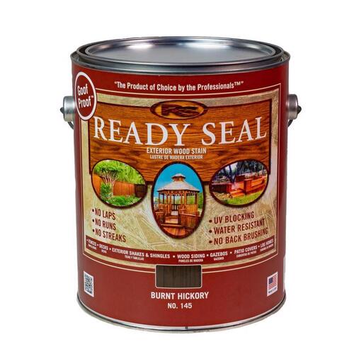 Exterior Wood Stain, Flat, Burnt Hickory, Liquid, 1 gal