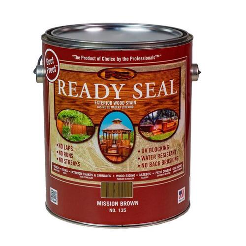 Exterior Wood Stain, Flat, Mission Brown, Liquid, 1 gal