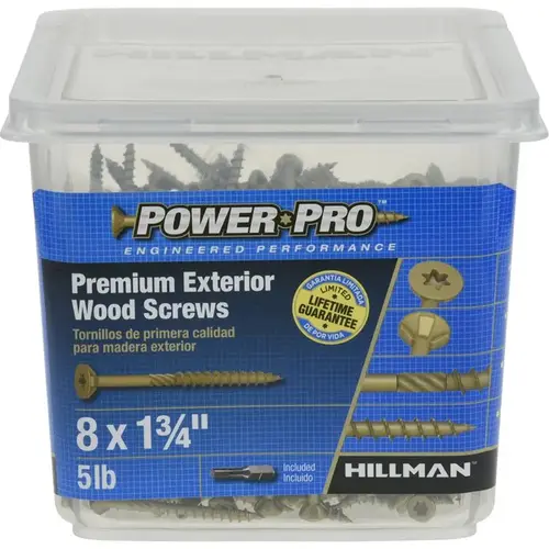 Power Pro 48607 #8 x 1-3/4 in. Star Flat-Head Exterior Wood Screw (5 lbs./Pack)