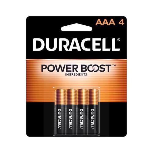 DURACELL MN2400B4Z-04061 Battery, 1.5 V Battery, 1.15 Ah, AAA Battery, Alkaline, Manganese Dioxide - pack of 4