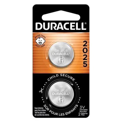 DURACELL DL2025B2PK08-XCP6 Medical Battery Lithium Coin 2025 3 V 165 mA - 2 per pack x6 packs