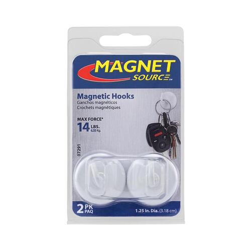 Magnetic Hooks 1.4" L X 1.25" W White 14 lb. pull White