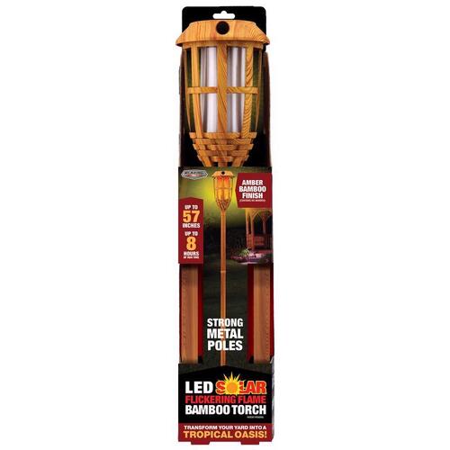 Bamboo Torch Amber Metal 57" Flickering Flame Amber - pack of 12